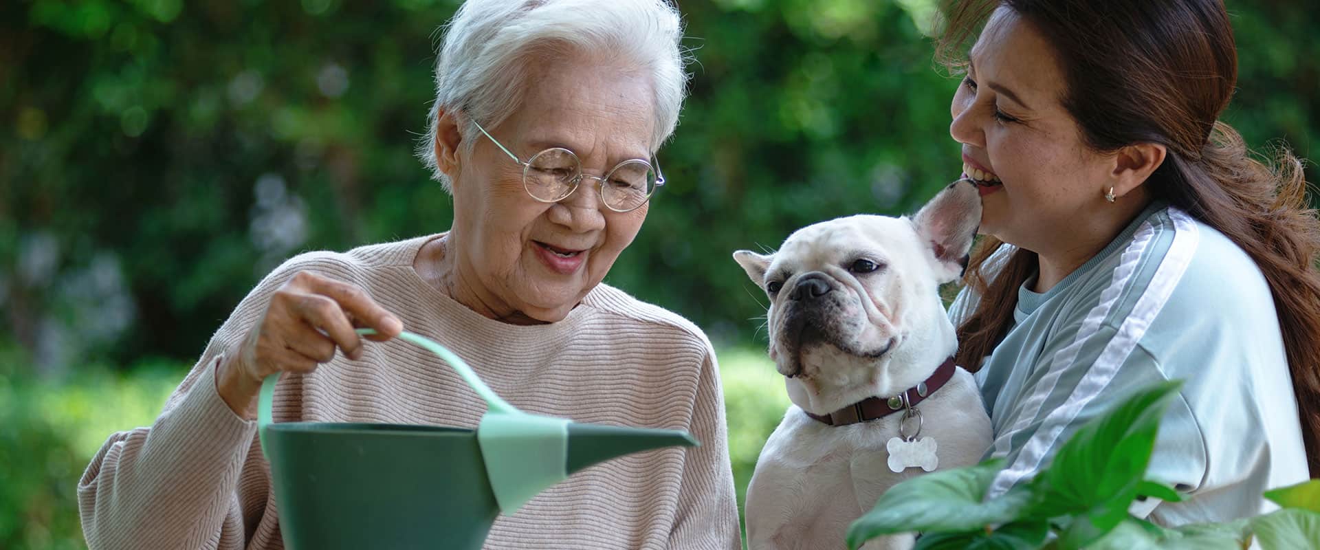 Active seniors enjoying gardening