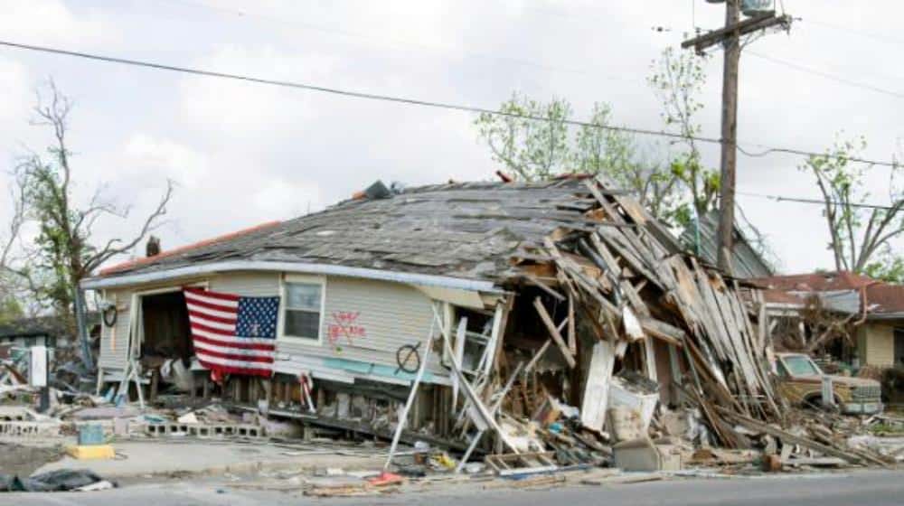 Barber Shop located in Ninth Ward, New Orleans, Louisiana, damaged by Hurricane Katrina in 2005 _ hurricane beryl texas us