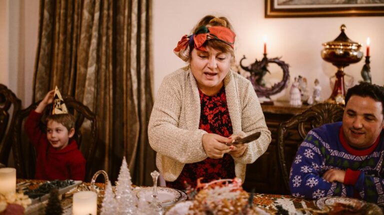 An Elderly Woman Wearing Cardigan and a Headscarf | Christmas Eve Meals for Seniors px featured image